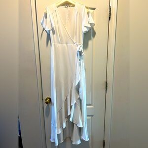 Altar’d State Springvale White Maxi Dress Sz S Faux Wrap Bridal Engagement Photo